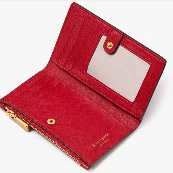 NWT-Kate Spade-Morgan-Bow🎀Embellished Sm Bifold Wallet-Perfect Cherry/Red-$118 - Picture 16 of 16